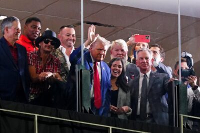 Donald Trump, Tommy Tuberville and others at Bryant-Denny Stadium.