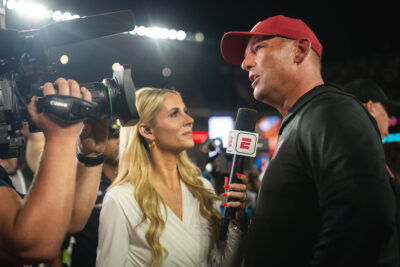 Laura Rutledge interviews Alabama coach Kalen DeBoer.