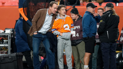 Marshall Manning is shown with father Peyton Manning.