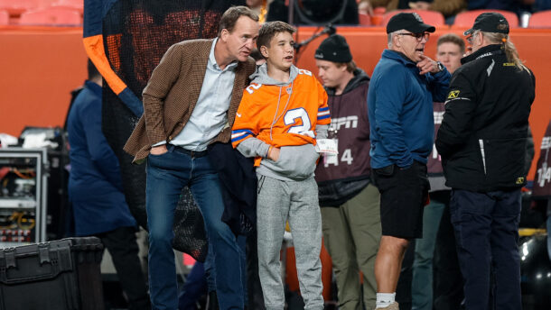 Marshall Manning is shown with father Peyton Manning.