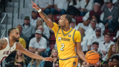 Tamar Bates dribbles the ball in a game in 2025.