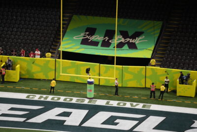 Eagles endzone shown at Super Bowl 59.