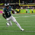 AJ Brown scores a touchdown in the Super Bowl.