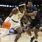 Mark Mitchell drives the ball during a game in 2025.