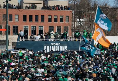 Philadelphia Eagles fans celebrate on Friday.