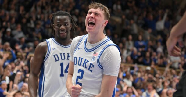 Duke's Cooper Flagg and Sion James.