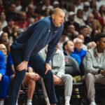 Mark Pope coaches the Kentucky Wildcats during a game against Alabama.