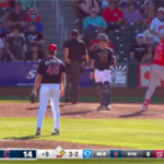 Former Tennessee star Christian Moore at bat.