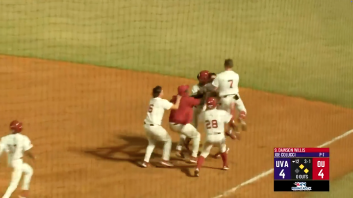 Oklahoma baseball completes upset of No. 2 Virginia with extra innings walk-off