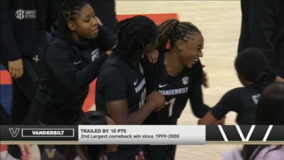 Mikayla Blakes shown after Vanderbilt's win over Auburn.