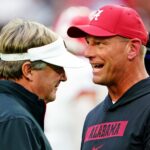 Kirby Smart and Kalen DeBoer before a game in 2024.