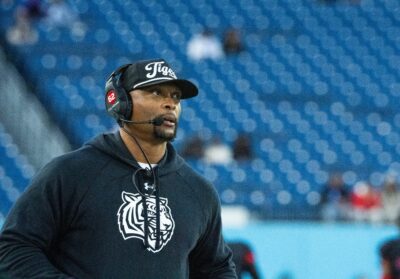 Eddie George is shown coaching Tennessee State.