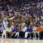 Will Richard celebrates after a play vs. Texas A&M.