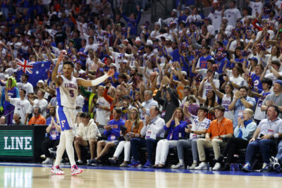 Will Richard celebrates after a play vs. Texas A&M.