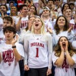 Indiana basketball fans cheer during a game in 2025.