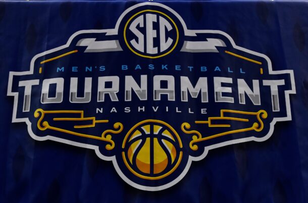 SEC tournament logo is shown.