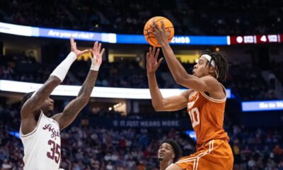Tre Johnson shoots the ball against Texas A&M.