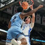 Duke's Cooper Flagg dunks the ball against Mount St. Mary's.