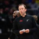 Richard Pitino coaches during a game.