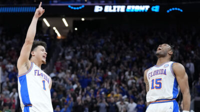 Florida stars react to a win over Texas Tech.