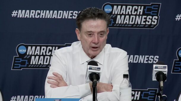 Rick Pitino speaks to the media.