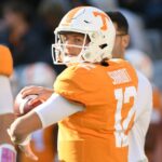Former Tennessee QB JT Shrout warms up before a game.