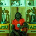 James Ash poses in the FAMU locker room.
