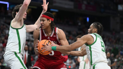 Indiana forward Malik Reneau with the ball.