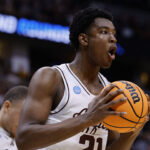 Texas A&M big man Pharrel Payne reacts.