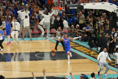 Will Richard celebrates Florida's national championship.
