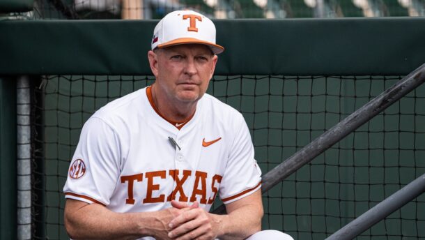 Texas coach Jim Schlossnagle watches his team.