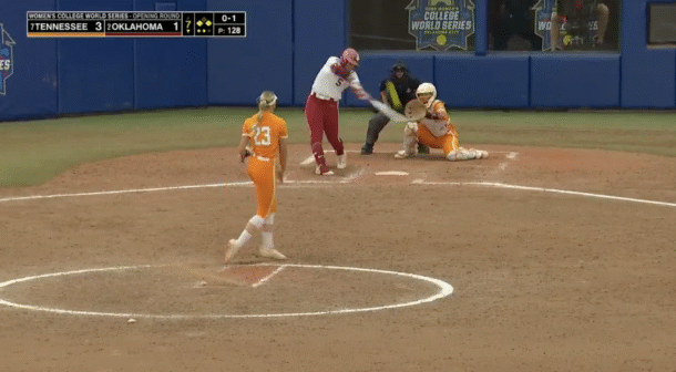 Oklahoma's Ella Parker hits a walkoff home run against Tennessee.