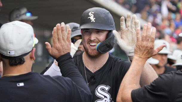 White Sox 1B Tim Elko celebrates.