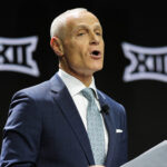 Big 12 Commissioner Brett Yormark addresses the media.