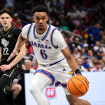 Kansas guard Rylan Griffen with the ball.