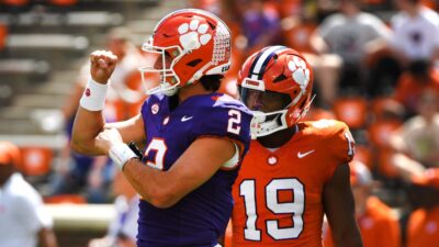 Cade Klubnik takes the field for Clemson's spring game.