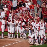 Oklahoma softball celebrates.