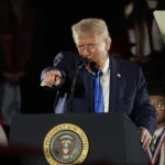 President Donald Trump speaks.