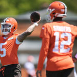 Cleveland QBs Dillon Gabriel and Shedeur Sanders.