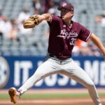 Justin Lamkin pitches for Texas A&M.
