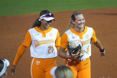 Tennessee softball players during a game.