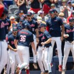Ole Miss celebrates a HR in the SEC Tournament.