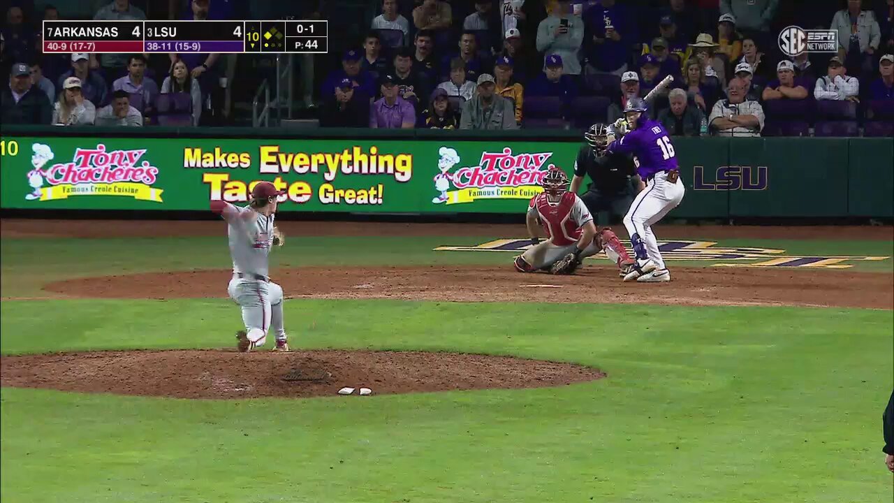 LSU walks off Arkansas after 1 a.m. to win series opener