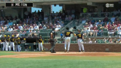 Mizzou baseball players celebrate.