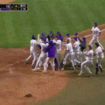 LSU players celebrate.