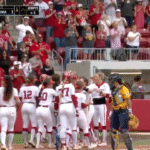 Oklahoma softball celebrates.