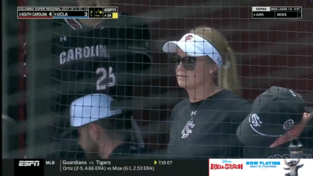 South Carolina softball after a defeat.