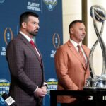 Ohio State head coach Ryan Day and Texas head coach Steve Sarkisian.