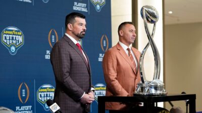 Ohio State head coach Ryan Day and Texas head coach Steve Sarkisian.