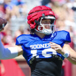 Oklahoma quarterback John Mateer during spring practice.